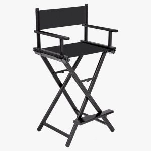 Aluminiowe Krzesło Reżyserskie do Makijażu, wysokie, kolor Czarny